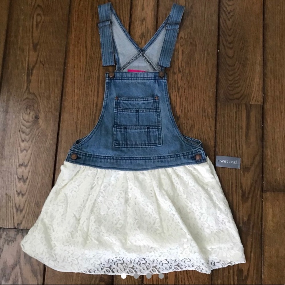 Denim and Lace Overall Dress